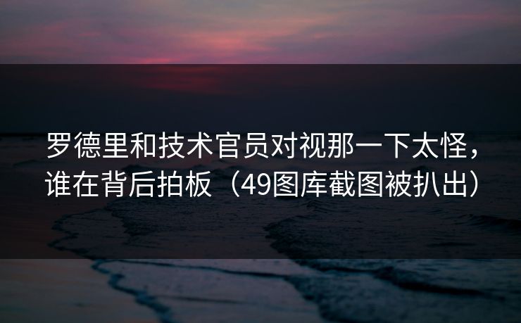 罗德里和技术官员对视那一下太怪，谁在背后拍板（49图库截图被扒出）